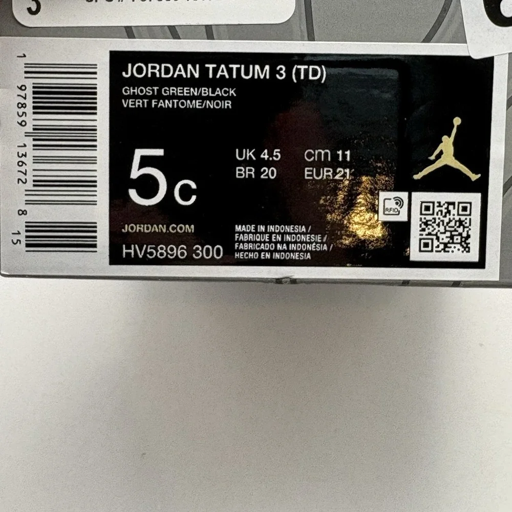 New Nike Jordan Tatum 3 Baby/Toddler Shoes Green Black Size 5C Sneaker